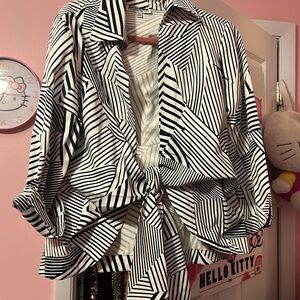 Striped Black and White Women's Top